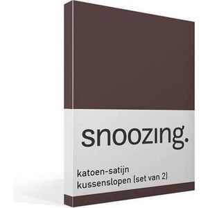 Snoozing - Katoen-satijn - Kussenslopen - Set van 2 - 60x70 cm - Bruin