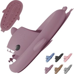 Geweo Shark Slides - Haai Slippers - Badslippers - Pantoffels Heren Dames - Douchepantoffels - Haaienpantoffels - Zomer Antislip Platform Kussen Glijbanen Slippers - Paars - Maat 3738