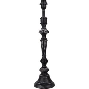 HAES DECO - Lampenvoet - Formaat Ø 15x60 cm, kleur Zwart, gemaakt van Hout|Polyresin voor Fitting E27/max 1x60W - Lampvoet, Tafellamp