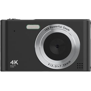 Digitale camera, 44MP Full HD 1080P point-and-shoot camera met 64GB geheugenkaart, anti-shake 16x zoom compacte volgcamera's, draagbare kleine camera cadeau voor kinderen, leeftijden tienermeisjesjongens - zwart