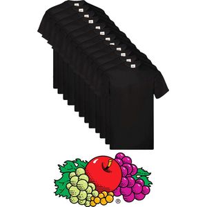 12 pack zwarte Fruit of the Loom shirts ronde hals maat M Valueweight