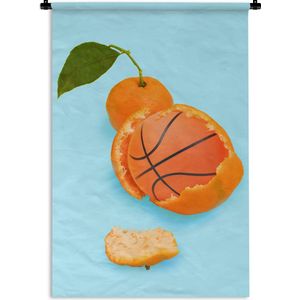 Wandkleed - Bal - Mandarijn - Blauw - Oranje - Wandtapijt - Wanddoek - 90x135 cm - Muurtapijt