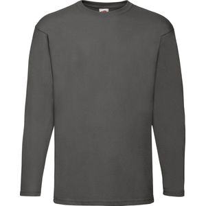 Fruit Of The Loom Heren Valuegewicht T-shirt met ronde hals en lange mouwen (Licht Graphite)