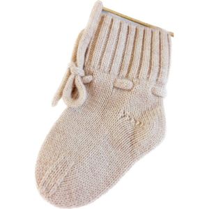 Babyslofjes newborn - 100% Merino wol – beige - slofjes voor je baby, dreumes en peuter voor jongens en meisjes - 0-3 Maanden (9,5cm) - schoenmaat 16-17