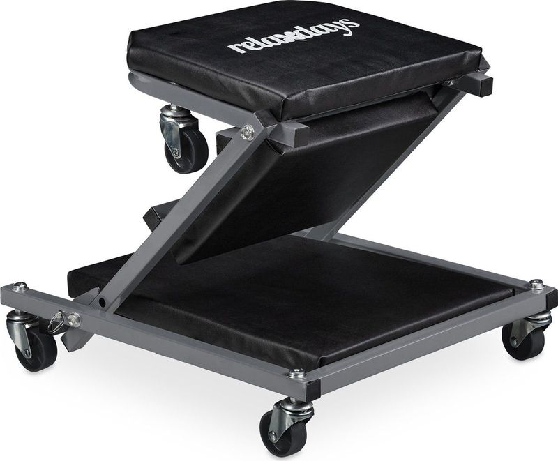 Werkplaatskruk - Zwart-grijs - Kunstleer - Multifunctioneel