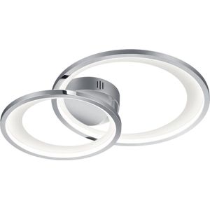 LED Plafondlamp - Torna Granity - 29W - Warm Wit 3000K - Dimbaar - Ovaal - Mat Chroom - Aluminium