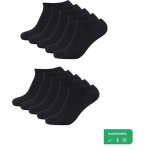 Sneaker Socks - Sneakersokken 6 Paar - Zwart - Dames & Heren - Bamboe Sokken - Kort Sokken - Antibacterieel - Maat 39/42