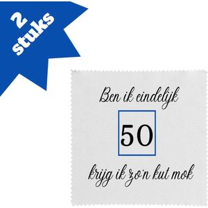 Akyol - ben ik eindelijk 50 krijg ik zo'n kut mok brillendoekjes - Hoera 50 jaar - mama papa - verjaardag 50 jaar - cadeautje - geschenk - 17,8 bij 17,8 cm - 2 stuks
