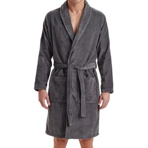 Sorprese Exclusive - Badjas - Maat M/L - Donkergrijs - Sjaalkraag - Ultra Zacht en Warm - Microvezel - Badjas Heren - Sauna - Oeko-Tex Standard 100 - Cadeau