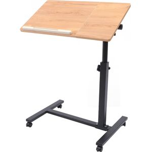 Verstelbaar Laptopbureau - Mobiel Staand Bureau - 360° Roterende Laptoptafel - Verplaatsbare Tafel Met Wielen - In Hoogte Verstelbaar 58–90 cm - Met Kantelbaar Blad - Voor Bed, Bank, Kantoor, Studeren, Presenteren - Khaki - 60x34,5 cm