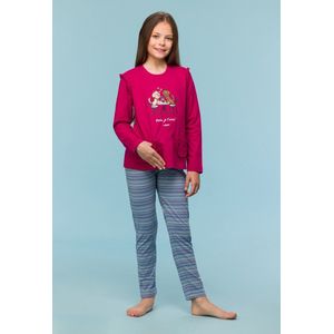 Woody pyjama meisjes/dames - framboos rood - labradoodle - 242-10-PLG-S/357 - maat 116