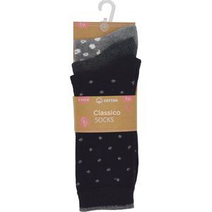 InterSocks - Damessokken - 12 paar - 3 Dessins- one size- Dames kousen- greyshades