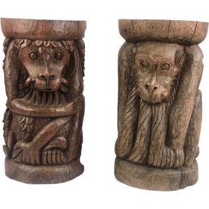 Handgemaakte houten bijzettafel aap / Houten beeld / Indonesisch figuur / Apen