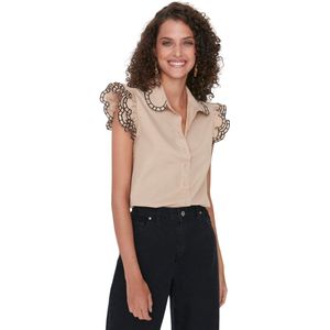 Trendyol Blauw Geweven Overhemd Met Borduursel Op Schouder En Kraag Twoss22Go0234