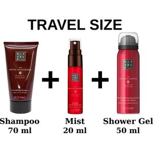 Rituals - Ayurveda - Combi Set - Travel Size - Shampoo 70 ml + Shower Gel 50 ml + Hair&Body Mist 20 ml + Gift bag - Douchegel - Doucheschuim
