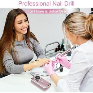 Oplaadbare nagelboor 35000 RPM Professionele, elektrische nagelvijlen draagbare USB e vijl voor acryl nagels gel, verstelbare snelheid elektrische manicure en pedicure set met 6 boren