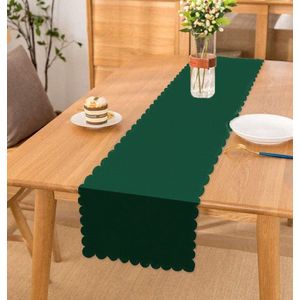 Bedrukt Velvet textiel Tafelloper 45x260 - Donker groen - Runner - De Groen Home