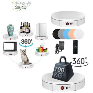 VirtuQuality® Draaiplateau - draaischijf - Roterende Displaystandaard - Incl. Afstandsbediening - 100 kg Draagkracht - Wit - 42x22x7cm