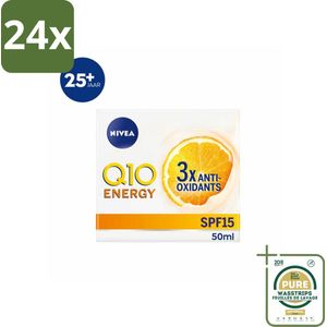 NIVEA - Q10 Energie Dagcrème - Anti-Rimpel Crème - Normale & vermoeide huid - SPF 15 - Met Vitamine C & Q10 - 50 ml - Voordeelverpakking - 24 stuks - Dagcrème - Vitamine C