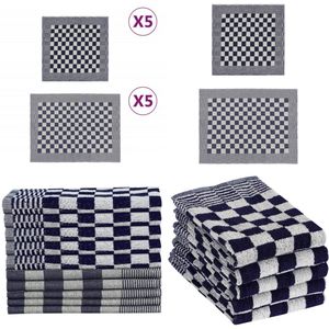 vidaXL 10-delige Keukendoekenset katoen blauw en wit - Keukendoekenset - Keukendoekensets - Handdoek - Theedoek