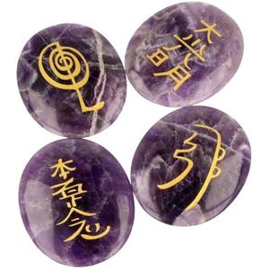 Amethist - 4-delige Reiki Stenen Set - Paars - Kwarts