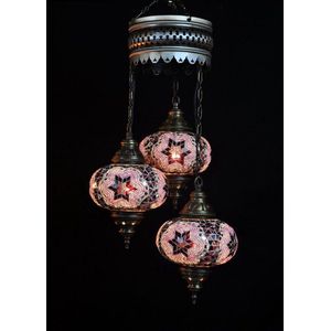 Turkse Lamp Hanglamp Mozaïek Marokkaanse Oosters Handgemaakt Kroonluchter Paars 3 bollen