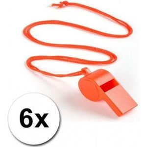 6 oranje fluitjes aan koord
