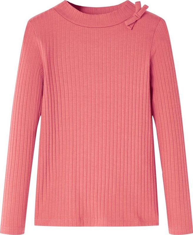 Kindershirt - Lange Mouwen - Oudroze - Ronde Halslijn - Recht Model