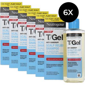 Neutrogena T/Gel Anti-Dandruff Scalp Relief Shampoo - 6 x 150 ml
