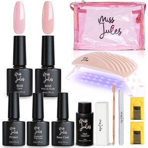 Miss Jules® BIAB Starter Pakket – Builder in a Bottle – BIAB Nagel Builder Gel – BIAB Nagellak Starterset - HEMA & TPO Free - Inclusief 36W UV/LED Lamp, Nail Cleanser & Instructievideo (NL)