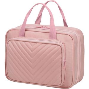 Grote dames toilettas voor reizen en strand waterdichte make-up organizer met transparante binnentas en haken - Roze