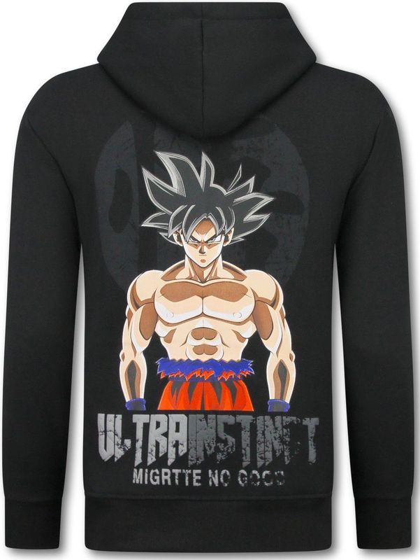 Oversized Hoodie Heren met Capuchon - Trui Heren GOKU Ultra Print - Dik Geweven Sweater Heren - 5562 - Zwart