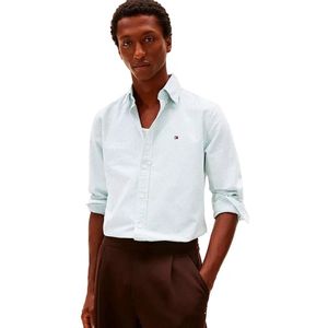 Tommy Hilfiger Heren Heritage Oxford Stripe RF Shirt MW0MW36238 L/S Shirt, groen, XS, Groen (nouveau groen/wit), XS