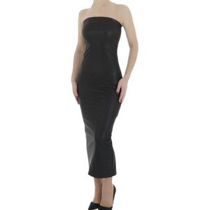 Dilena fashion leder strapless jurk zwart