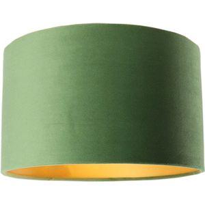 Olucia Krista - Moderne Plafondlamp - Metaal/Stof - Goud;Groen - Rond - 30 cm