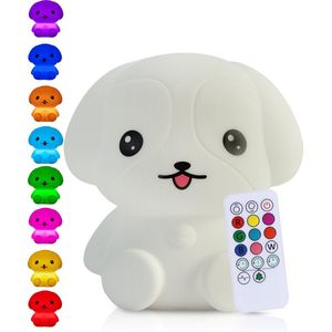 Kadoing® Puppy Nachtlamp (Groot) - met Tikfunctie en Afstandsbediening - Oplaadbaar - LED Lamp - Babyshower - Baby Hond - Babykamer - Nachtlampje Kinderen - Kinderkamer - Kinderspeelgoed - Speelgoed Cadeau - Kinderlamp