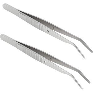 Set van 2 precisiepincetten van roestvrij staal, 16,5 cm, met anti-slip punten - handig voor keuken, naaien, elektronica, hobby's en industrieel werk