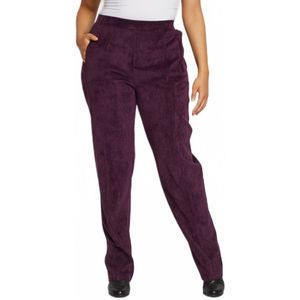 Rechte broek met elastische tailleband in milleraies fluweel