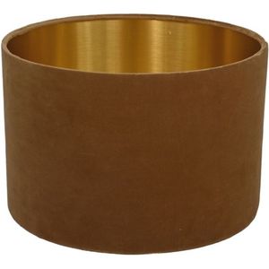 Rhea Lampenkap - ø42x42x28 cm - Beige/Goud - Velours - lampenkap voor staande lamp, lampenkappen hanglampen, lampenkappen voor tafellampen, lampenkappen, lampekap, lampenkap velours, lampenkap voor tafellamp, lampenkappen landelijk