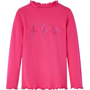 vidaXL - Kindershirt - met - lange - mouwen - 140 - felroze