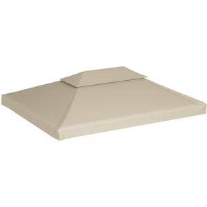 vidaXL Vervangend Prieeldak 3x4m Beige Prieeldek - Prieeldoek Vervangen - Zonwering Tuintheater - Buitenterras Dekking - Watervast Doek