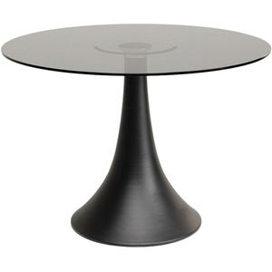 Eettafel Grande Possibilita Ø110cm zwart rookglas Kare Design