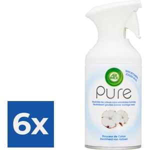 Air Wick - Luchtverfrisser - Spray - Zachtheid van Katoen - 250ml - Voordeelverpakking 6 stuks