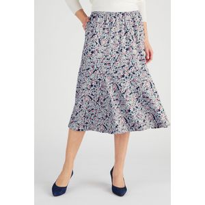 Damart - Godet rok tricot met panelen aan onderzijde - Dames - Blauw - S