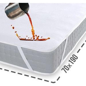 Waterdichte Matrasbeschermer 70x190 - Wasbare Matrasbeschermer - Ademend - Katoenen Oppervlak - Antibacteriële Waterdichte Matrashoes met 4 Hoek Elastische Banden - 100% Waterdicht - Incontinentie Matrasbeschermer 70x190 cm