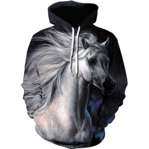 Hoodie paard - Arabier - maat 4XL - vest - sweater - outdoortrui - trui - sweatshirt - wit - blauw