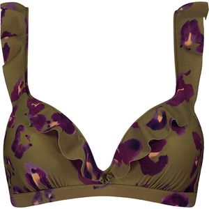 Painted Animal ruffle bikinitop - Groen - Bloemenprint