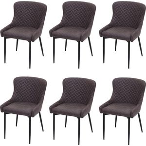 Set van 6 eetkamerstoelen MCW-H79, keukenstoel fauteuil stoel, vintage metaal ~ stof/textiel donkergrijs