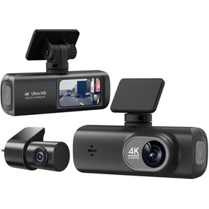 4K Dashcam Auto Voor en Achter – Dashcam – Videorecorder – Auto Camera – Met Wifi, GPS & 1.47” Scherm – GPS – Nachtzicht, Parkeermodus, G-sensor & Loop Recording – Mini DVR Autocamera met USB-C – SD-kaart – Zwart