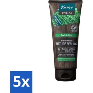 5 x Kneipp - Douchegel - Men - Nature Feeling - 2-in-1 - 200 ml - IJslands Mos - 2-in-1 - Frisse Geur - Huidvriendelijk - Vegan